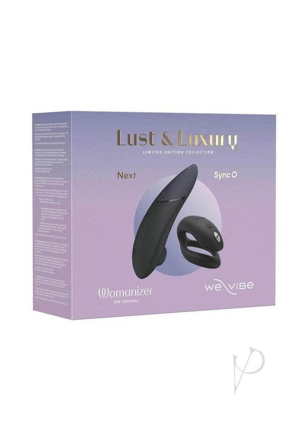 Lust and Luxury Collection Box We Vibe Sync O and Womanizer showcasing luxury intimate toys.
