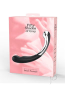 Fifty Shades of Grey Sweet Pressure Silicone and Metal Dildo packaging showcasing elegant design and premium materials.