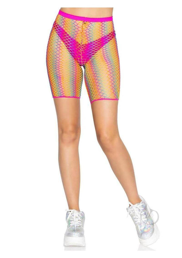 Ombre Rainbow Woven Net Biker Short Os-0