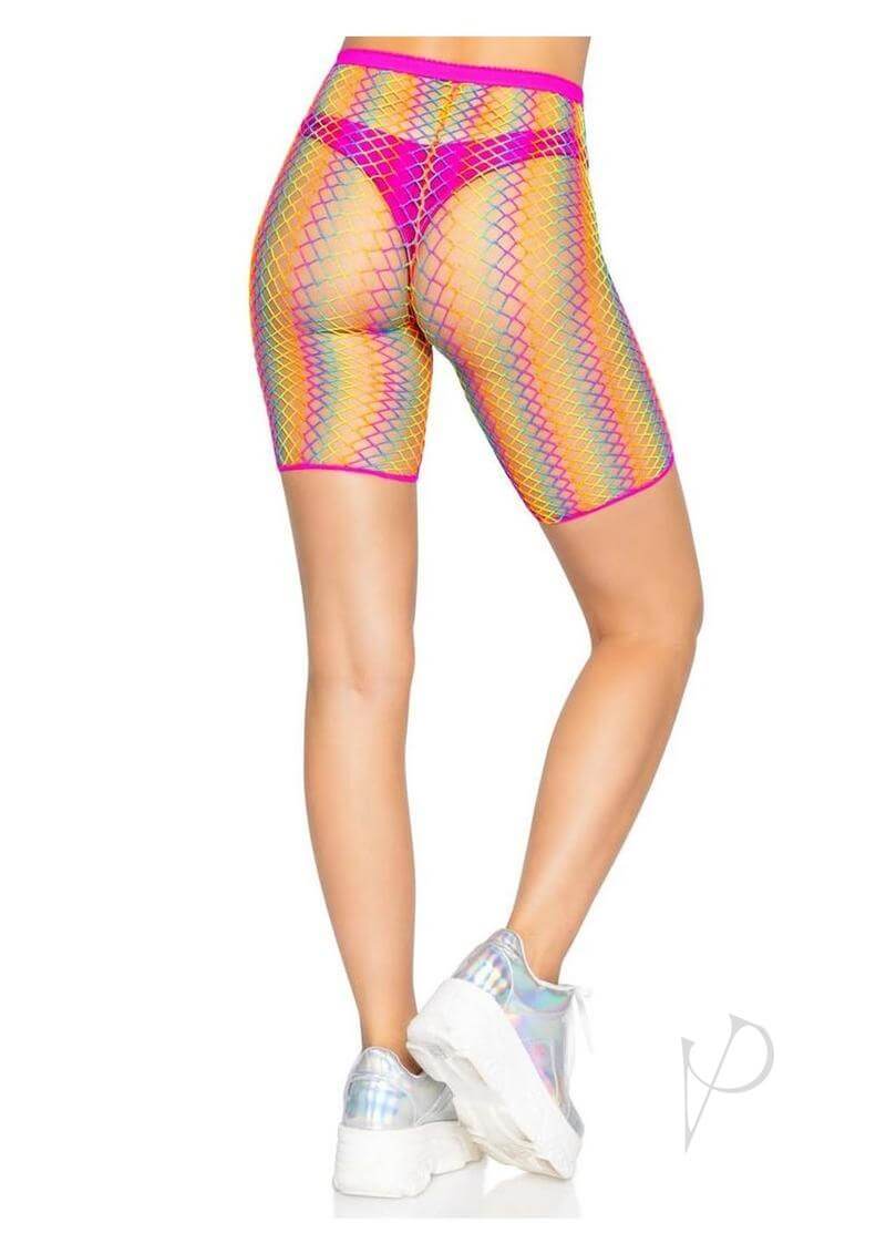 Ombre Rainbow Woven Net Biker Short Os-1