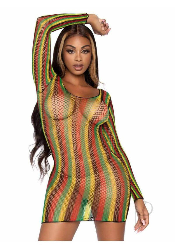 Rasta Net Lng Sleeve Mini Dress Os Multi-0