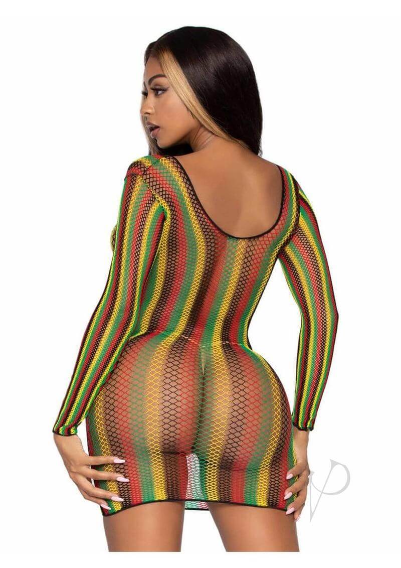 Rasta Net Lng Sleeve Mini Dress Os Multi-1
