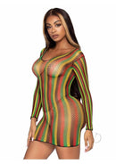 Rasta Net Lng Sleeve Mini Dress Os Multi-2