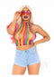 Rainbow Net High Neck Crop Top Os-0