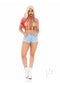 Rainbow Net High Neck Crop Top Os-2