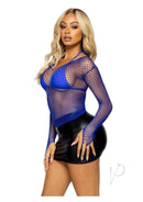Spandex Long Sleeve Ind Net Shirt Os Blu-2