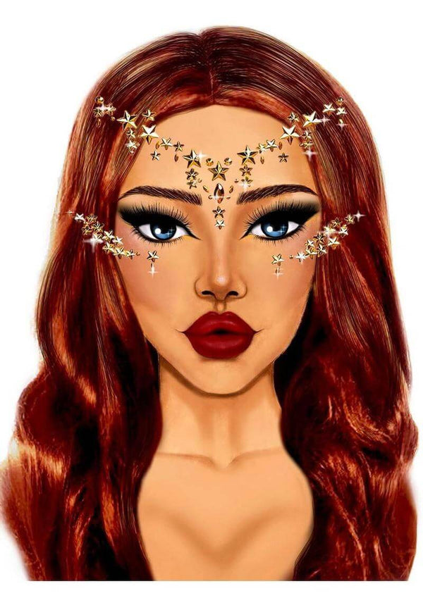 Star Sign Face Jewels Sticker Gld-1