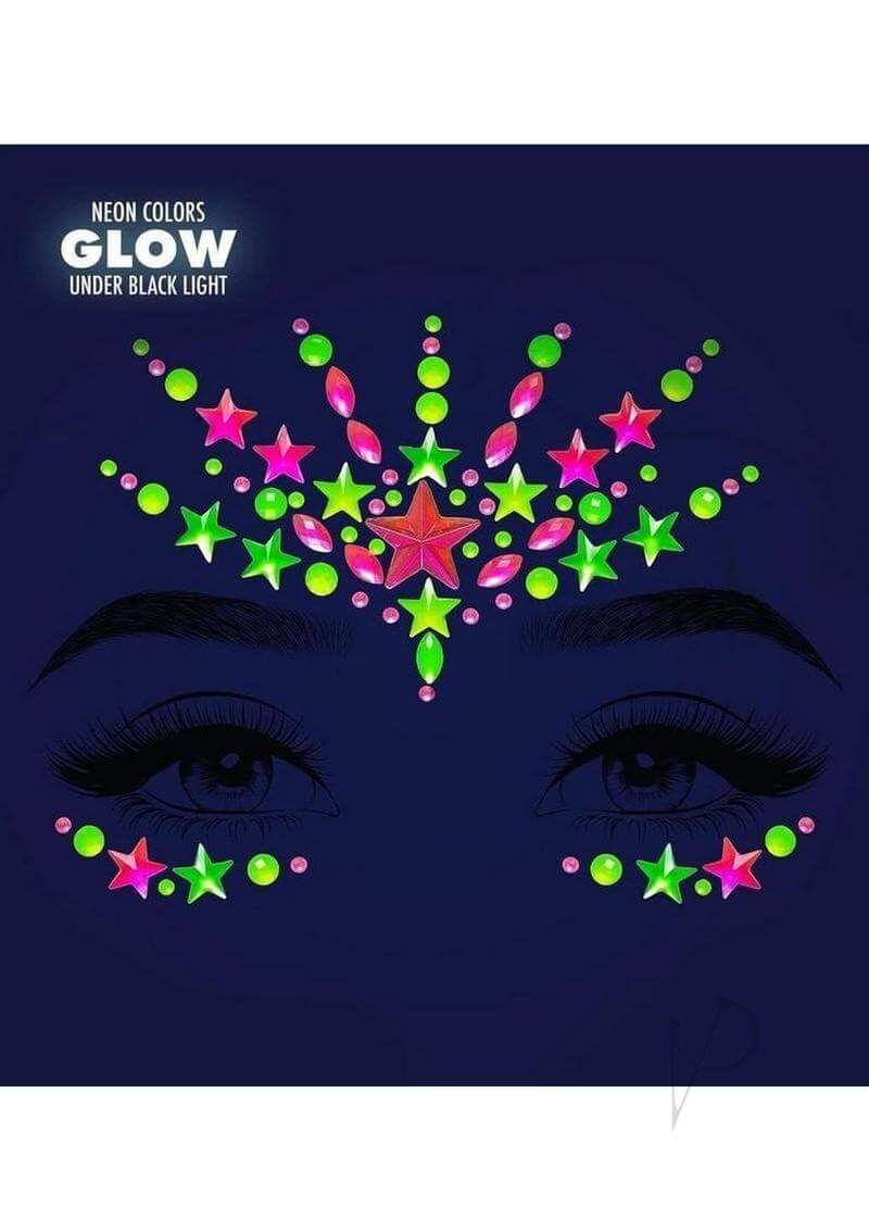 Vibe Neon Face Jewel Sticker Glitter 2pk-1