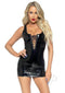 Vinyl Lace Up Mini Dress Md Black-0