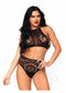 Crochet Halter Strap Thong 2pc Md/lg Blk-0