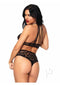 Crochet Halter Strap Thong 2pc Md/lg Blk-1