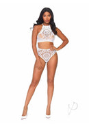 Crochet Halter Strap Thong 2pc Sm/md Wht-2