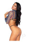 Stripe Net Top Panty Sleeve Top 3pc Mult-2