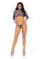 Stripe Net Top Panty Sleeve Top 3pc Mult-3