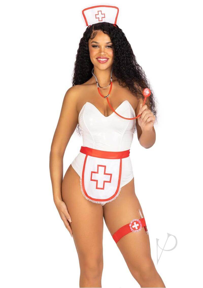 Nurse Costume 5pc Wht/red-0
