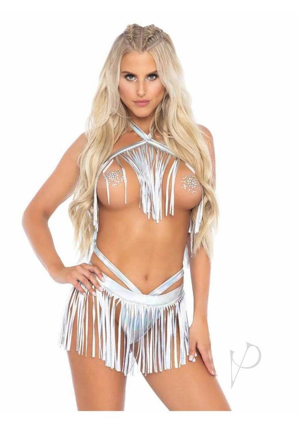 Fringe Halter And Bikini Sm/md Slv 2pc-0