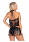 Fringe Halter And Bikini Sm/md Blk 2pc-1