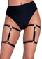 Dual Strap Stud Thighhigh Garter Blk Os-0