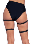 Dual Strap Stud Thighhigh Garter Blk Os-1