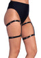 Dual Strap Stud Thighhigh Garter Blk Os-2