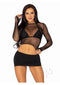 Fishnet Gloved Crop Top Blk-0