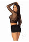 Fishnet Gloved Crop Top Blk-1
