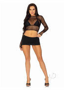 Fishnet Gloved Crop Top Blk-2