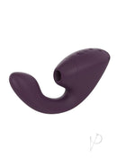 Womanizer Next Duo G-Spot and Clitoral Stimulator Purple displayed from the side for enhanced detail and design.