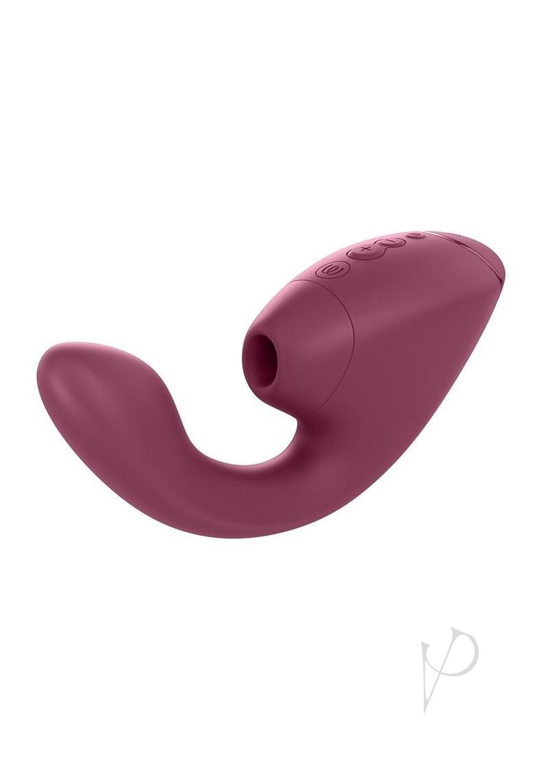 Womanizer Next Duo G-Spot and Clitoral Stimulator Dark Pink on a white background.