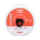 Tantus Stirrup C-ring Cock And Ball Sling Onyx package featuring silicone c-ring for enhanced size and thickness.