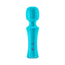FemmeFunn Ultra Wand Mini Textured Silicone Vibrator Turquoise with a flexible head and textured silicone finish.