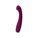 Dame Arc G-Spot Vibrator Plum, a luxurious deep purple silicone pleasure tool for internal and external stimulation.