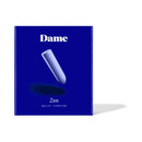 Dame Zee Bullet Vibrator Periwinkle packaging showcasing a sleek design and vibrant color.
