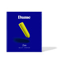 Dame Zee Bullet Vibrator Citrus packaging in bright yellow and blue design.