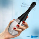 Cleanstream Automatic Rechargeable Bulb with 5 Jet Nozzle held in hand with water spraying from nozzle.
