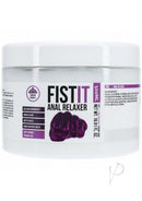 Fist It Anal Relaxer Water Based Lubricant 500ml jar with detailed ingredients and specifications