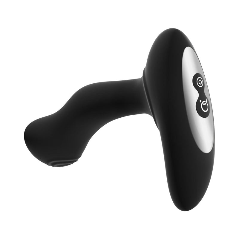 Forto Thumper Remote Controlled Thumping Anal Vibrator Black side view showing control panel and sleek design.