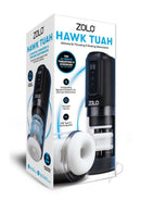 Zolo Hawk Tuah Ultimate BJ Thrusting Masturbator Black/Clear packaging showing features and design.