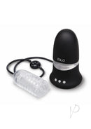 Zolo Nut Buster Masturbator with Remote Black and Clear, a hands-free automatic stroker for realistic sensations.