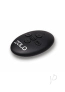 Zolo Nut Buster Masturbator with Remote Black and Clear remote control with buttons for adjusting settings.