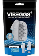 VIBEGGS Blow Misty Unisex Masturbation Egg White/Blue packaging showcasing the vibrating masturbation sleeve design.