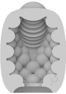 VIBEGGS Blow Misty Unisex Masturbation Egg White/Blue interior view showcasing textured internal ridges and soft material.