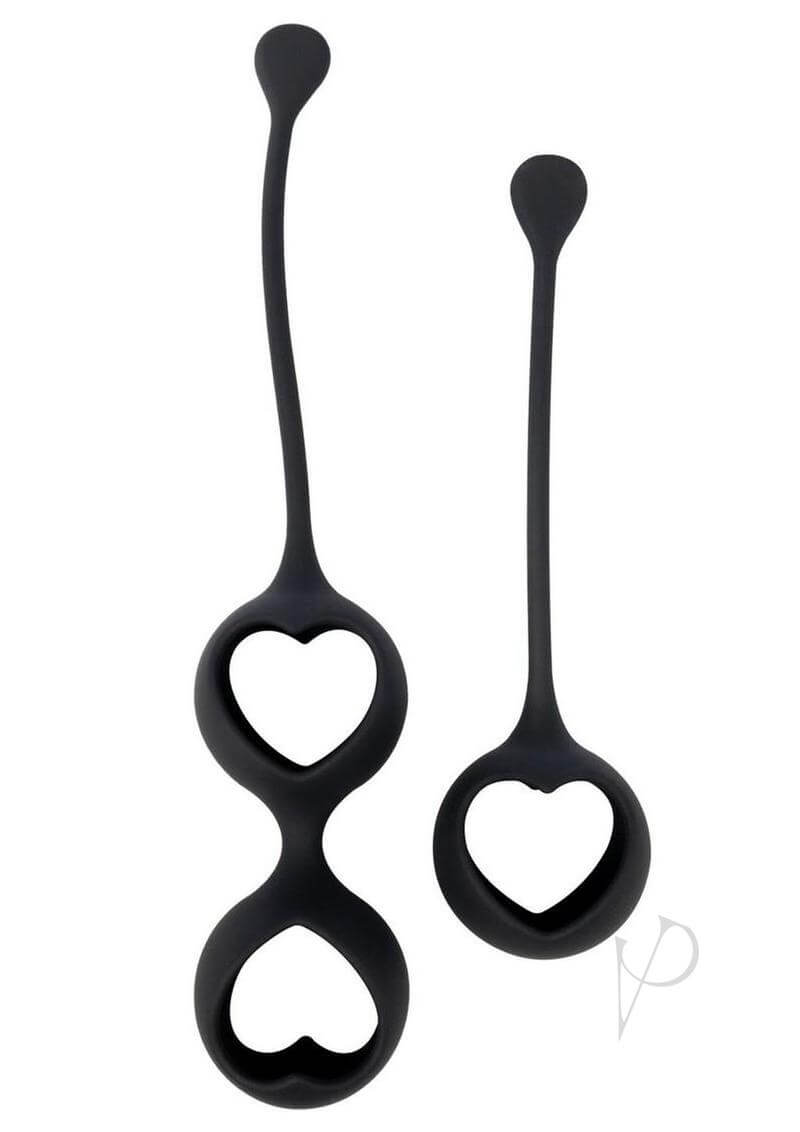 Adrien Lastic Harmony Stones Kegel Exerciser Balls in sleek black design with heart-shaped details.