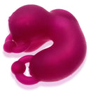 Oxballs Meatlocker Chastity Device Hot Pink Ice in a close-up view, showcasing its stretchy, glove-like design.