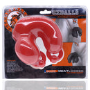 Oxballs Meatlocker Chastity Device Red Ice packaging featuring stretchy glove-style sheath for chastity play.