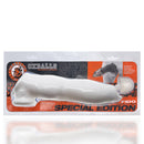 Oxballs Fido Cocksheath Penis Extension White packaging showcasing canine-inspired design and flexible material.