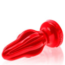 Oxballs Airhole-3 Finned Silicone Butt Plug Red Large showcasing its unique finned design for enhanced pleasure.