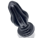 Oxballs Airhole FF Finned Silicone Butt Plug Black with flexible fins for unique sensations.