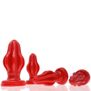 Oxballs Airhole FF Finned Butt Plug Red for unique anal sensations with flexible fins.