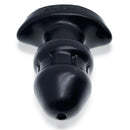 Oxballs Drain-o Flow-thru Butt Plug Black Large featuring a pencil-thick air vent for pressure relief.